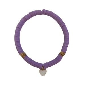 Shop 
White Heart Charm & Lavender Clay Disc Bracelet